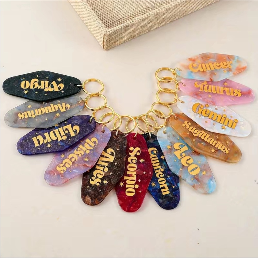 Zodiac Keychains - Marbled Colors